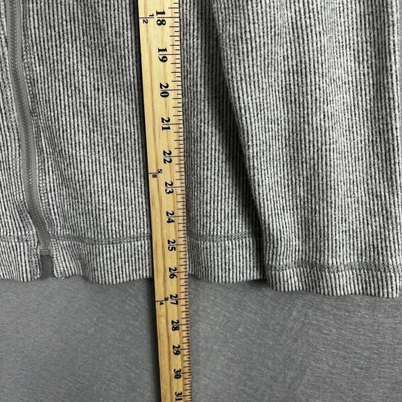 Hot Cotton by Marc Ware Full Zip Jacket Size Medium Gray Striped Shirt Shacket - Picture 7 of 10